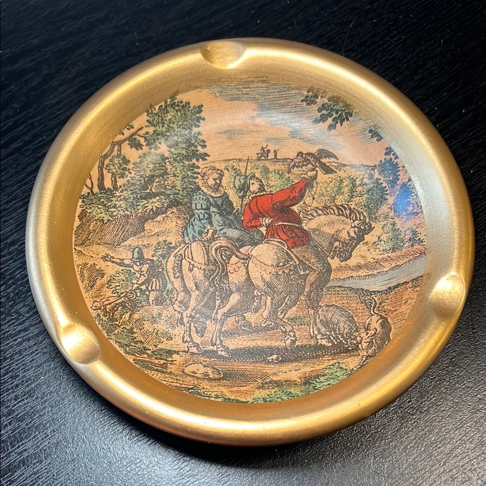 VTG Italian Hollywood Regency Gold Gilt Florentine Ashtray Trinket Dish Catchall